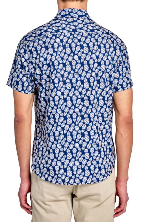 Construct Slim Fit 4-way Stretch Short Sleeve Button-up Shirt In Blue
