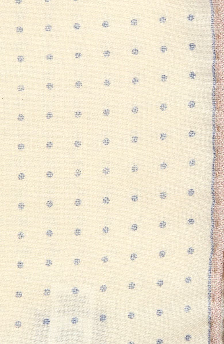 Eleventy Polka Dot Wool 
Cotton Muslin Pocket Square, Alternate, color, Ivory/ Denim