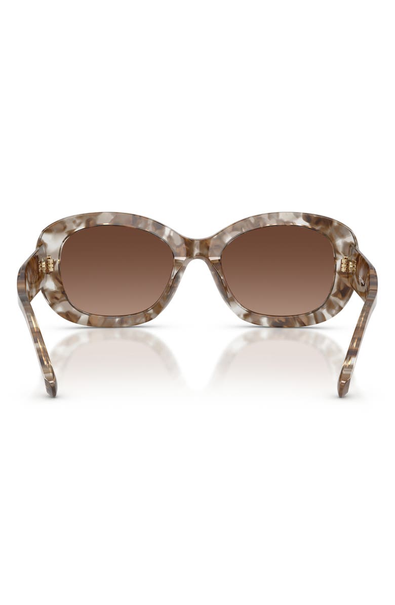 Tory Burch 52mm Polarized Oval Sunglasses, Alternate, color, Transparent Brown Tortoise