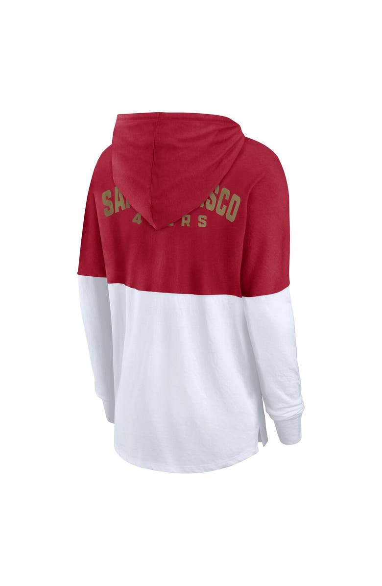 FANATICS Women's Fanatics Scarlet/White San Francisco 49ers Backup Option Long Sleeve Hoodie T-Shirt, Alternate, color, Scarlet