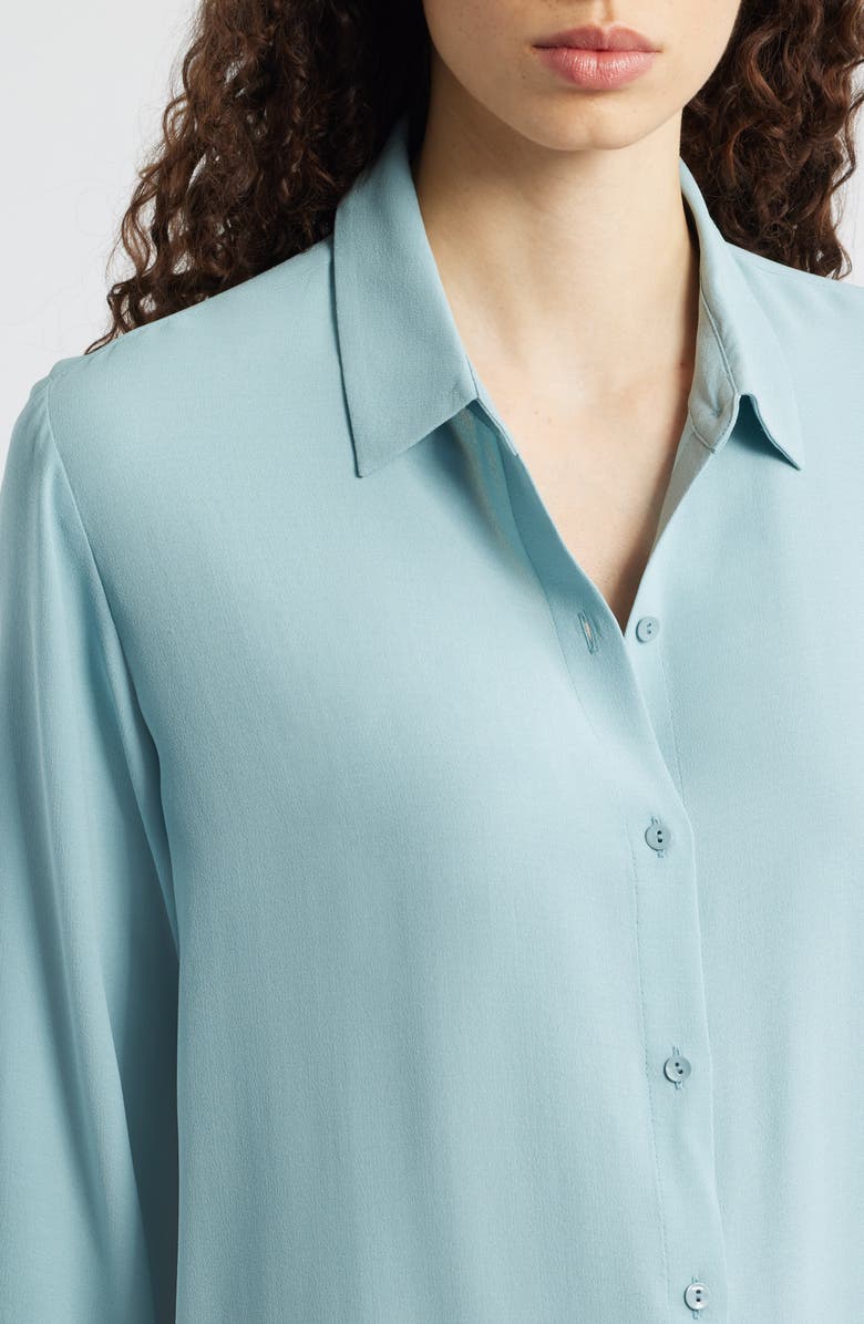 Eileen Fisher Classic Collared Silk Shirt, Alternate, color, Seafoam