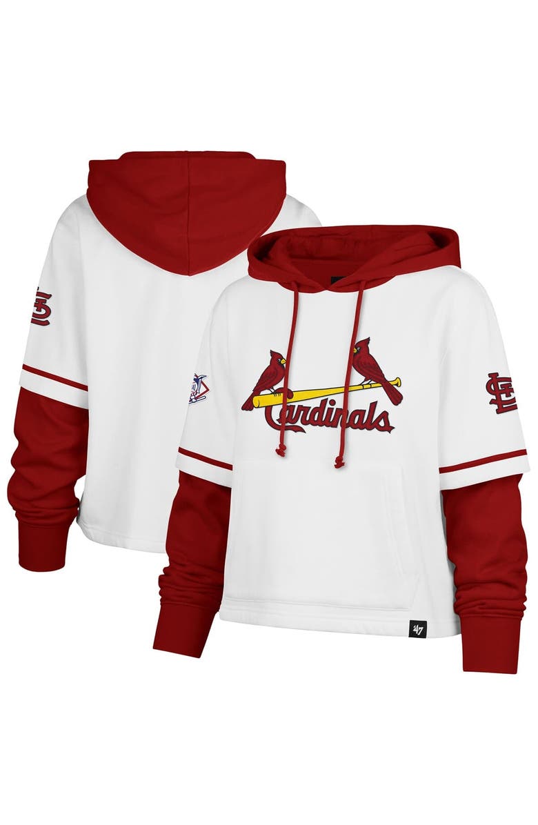 '47 Women's '47 White St. Louis Cardinals Trifecta Shortstop Cropped Pullover Hoodie, Main, color, White