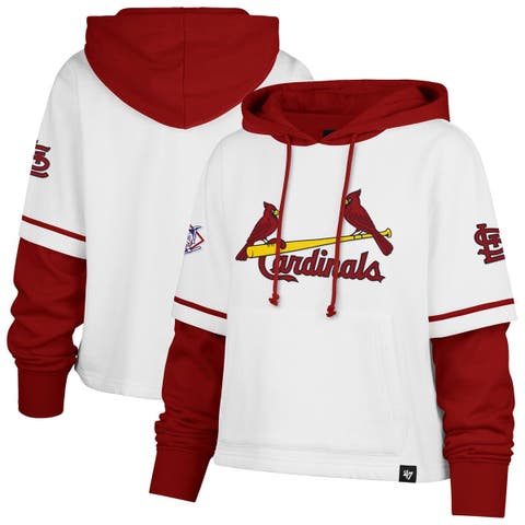 Women's '47 White St. Louis Cardinals Trifecta Shortstop Cropped Pullover Hoodie