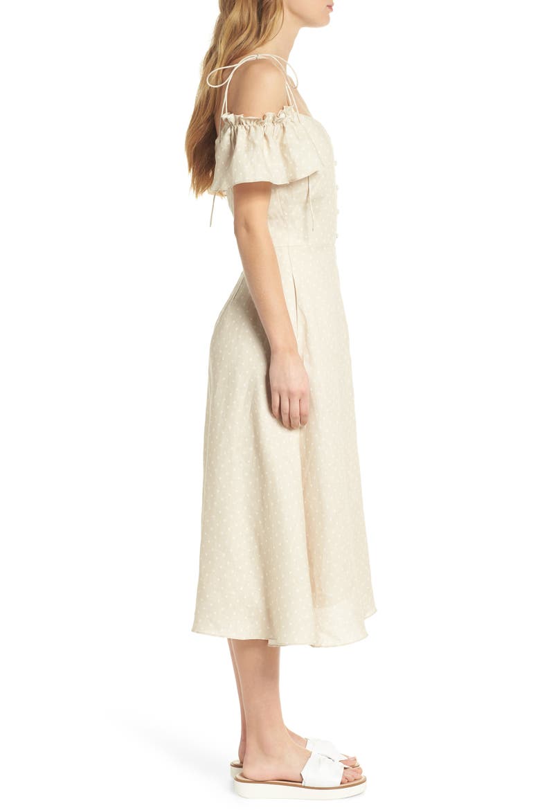 Colleen Polka Dot Off the Shoulder Dress, Alternate, color, CREAM/ ECRU