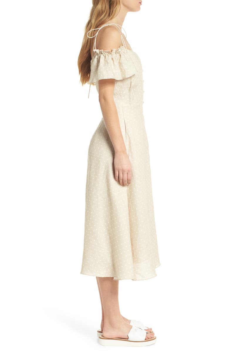 Gal Meets Glam Collection Colleen Polka Dot Off the Shoulder Dress, Alternate, color, 