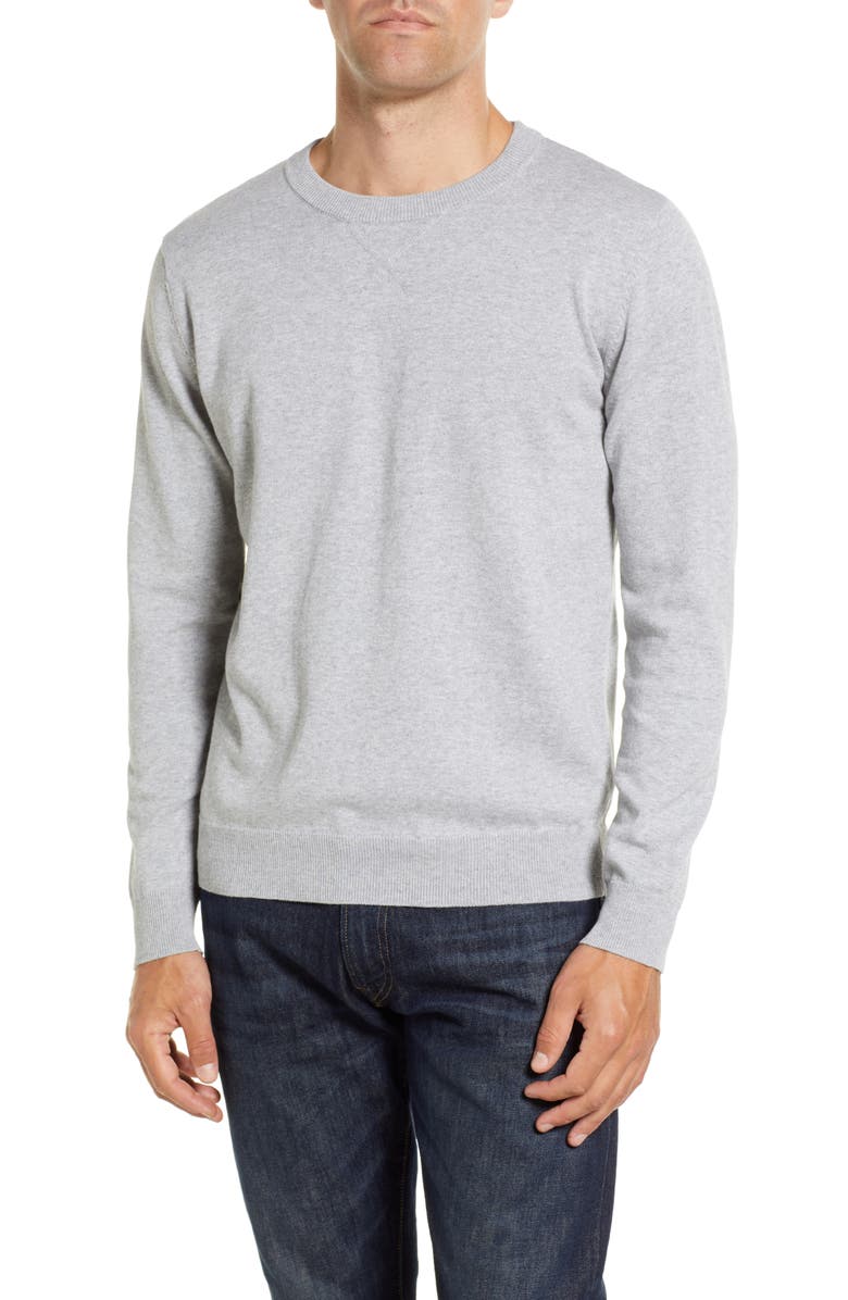 Schott NYC Men's Solid Cotton Crewneck Sweater, Main, color, 
