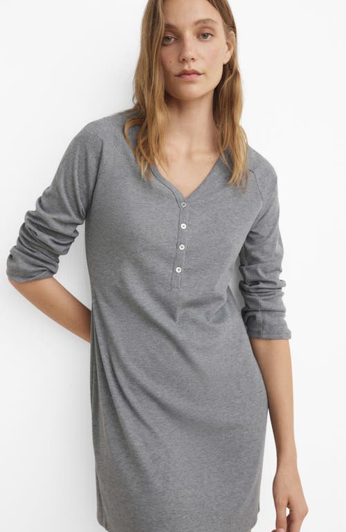 Mango Rib Knit Nightgown In Gray