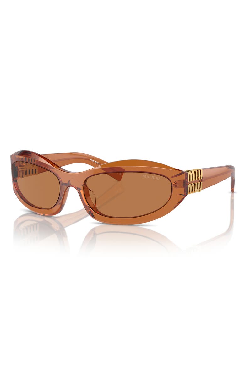 Miu Miu 61mm Oval Sunglasses, Alternate, color, Caramel