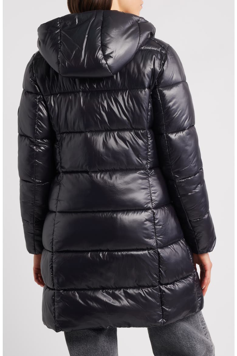Ines Water Repellent Longline Hooded Puffer Jacket, Alternate, color, BLACK