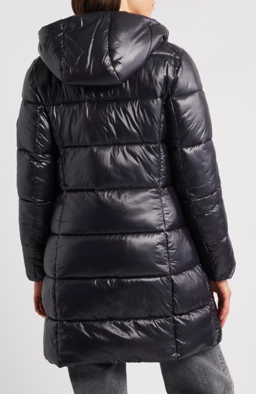 Save The Duck Long Quilted Down Jacket With High Collar And Plumtech Insulation In Black