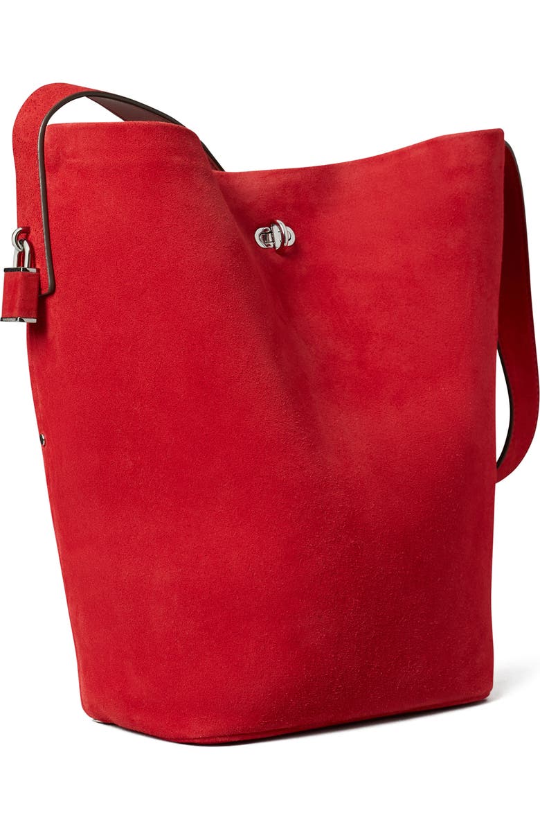 Tory Burch Slim Suede Bucket Bag, Alternate, color, Red