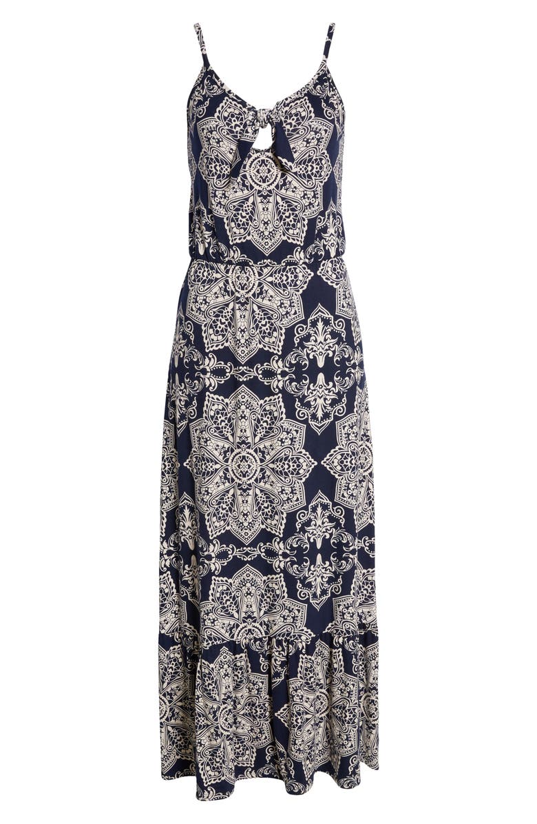 Loveappella Tie Front Maxi Sundress, Alternate, color,