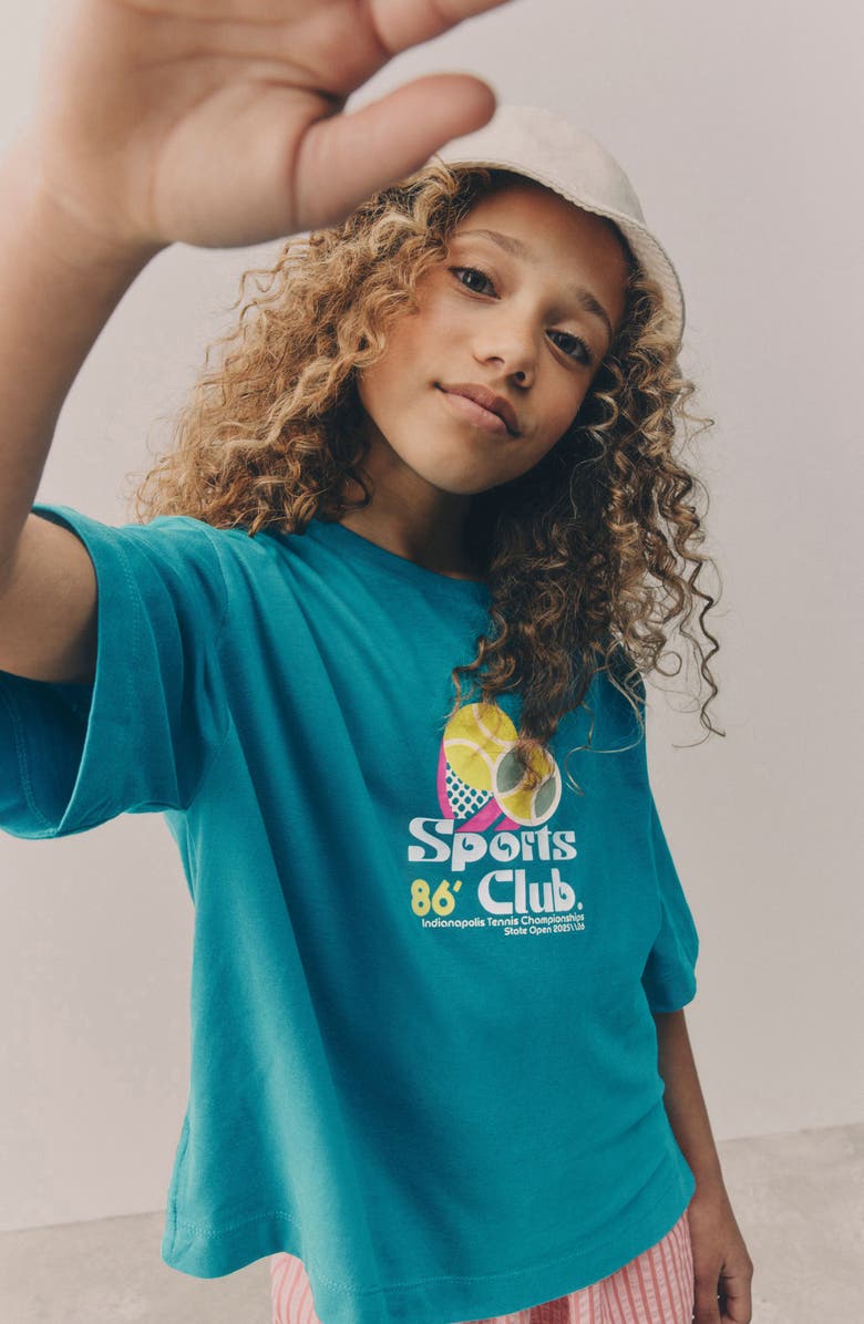 NEXT Kids' Oversize Tennis Graphic T-Shirt, Alternate, color, Blue