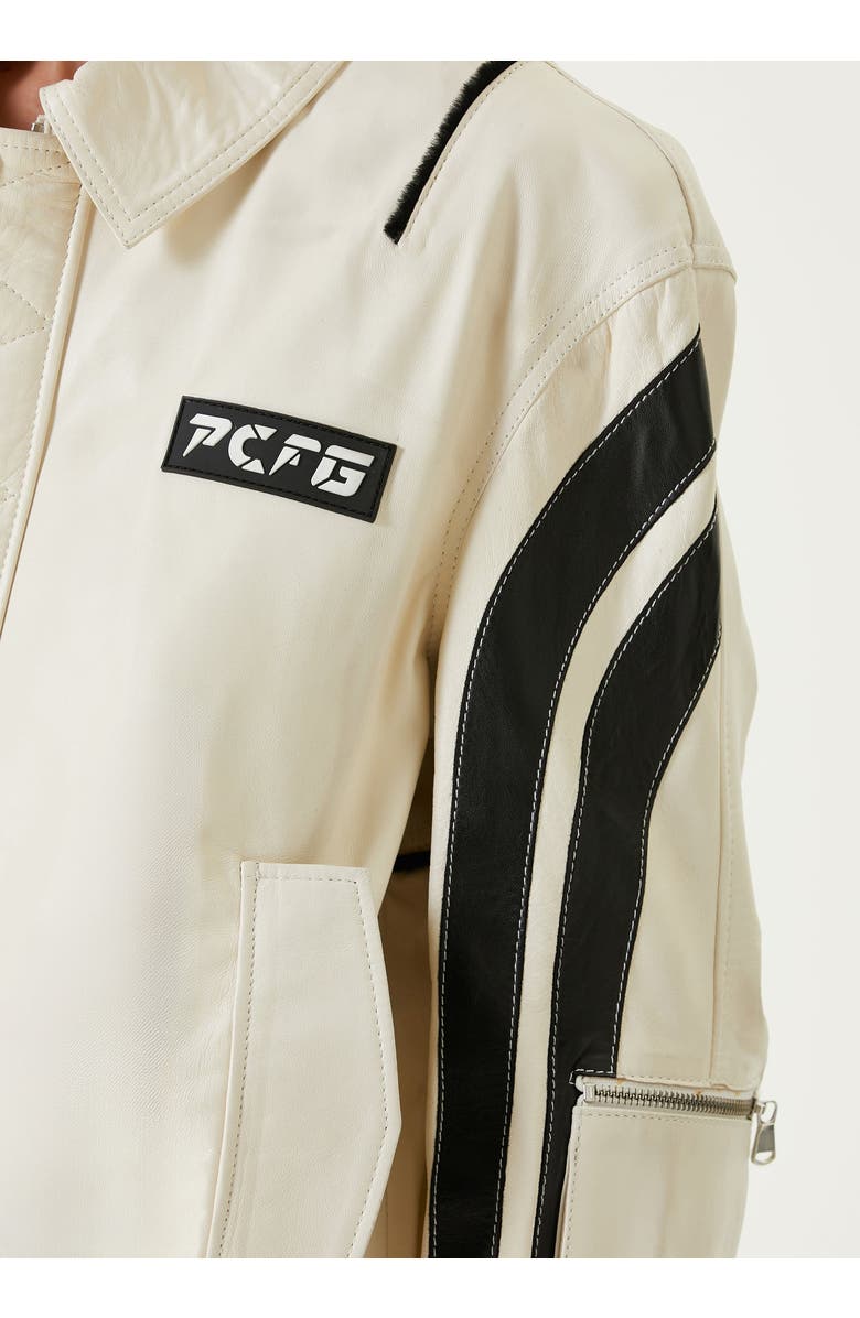 PCFG Boomerang Biker Leather Jacket, Alternate, color, Beige
