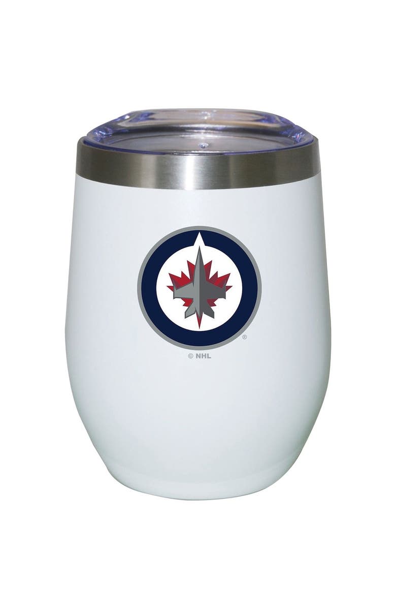 THE MEMORY COMPANY Winnipeg Jets 12oz. Logo Stemless Tumbler, Main, color, White