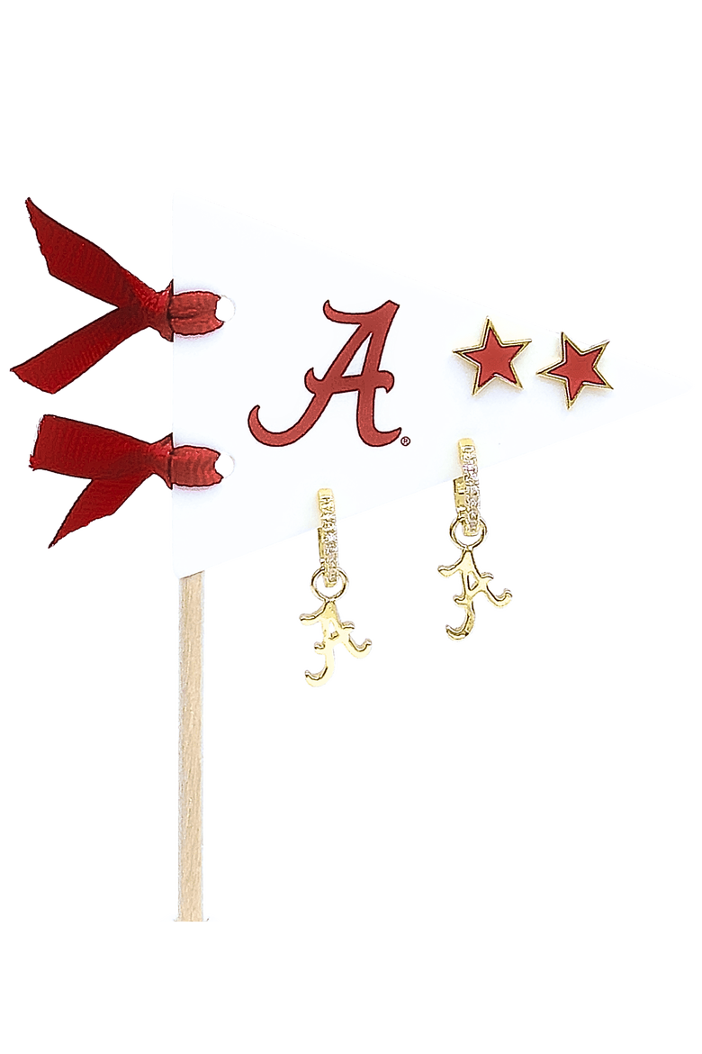 University Of Alabama Pennant Pair Earring Set, Alternate, color, Yellow Gold