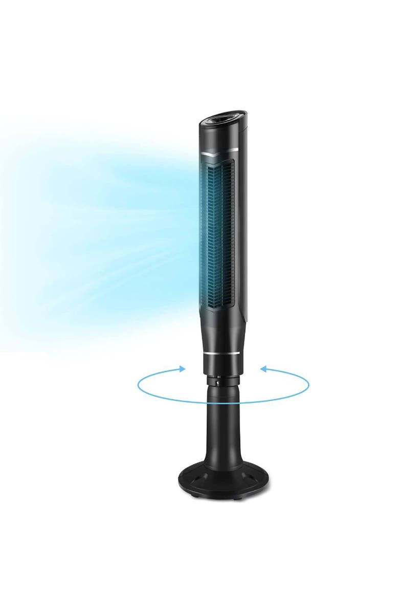 Optimus 59 Inch 360 Degree Oscillation Pedestal Tower Fan in Black with Remote, Alternate, color, Black
