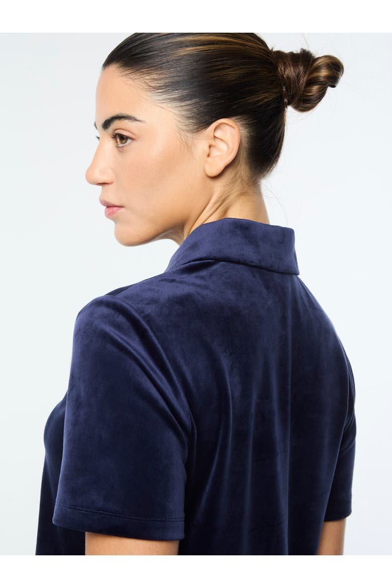 Adele Velour Polo, Alternate, color, MARITIME BLUE