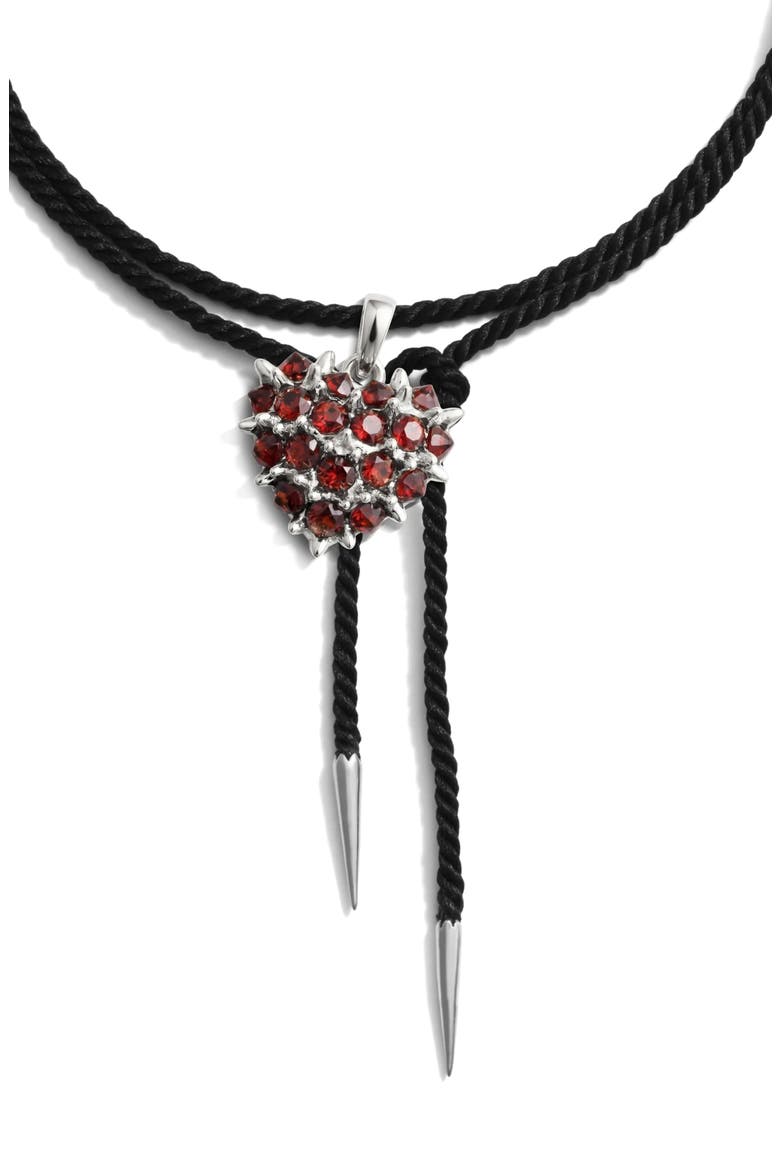Spiked Heart Locket Choker, Main, color, STERLING SILVER / BLACK