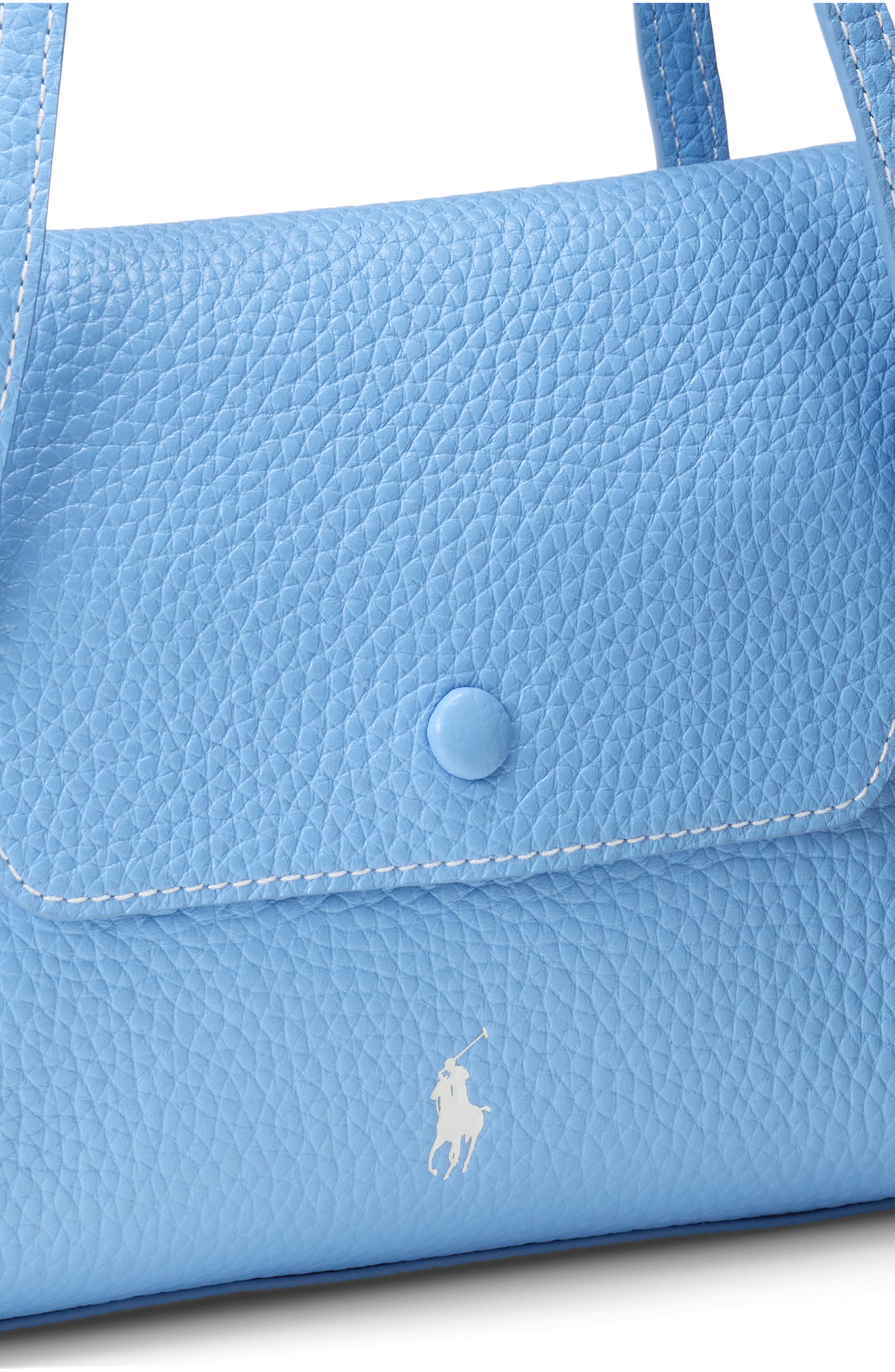 Polo Ralph Lauren Polo Play Pebble Leather Envelope Shoulder Bag, Alternate, color, Baby Blue