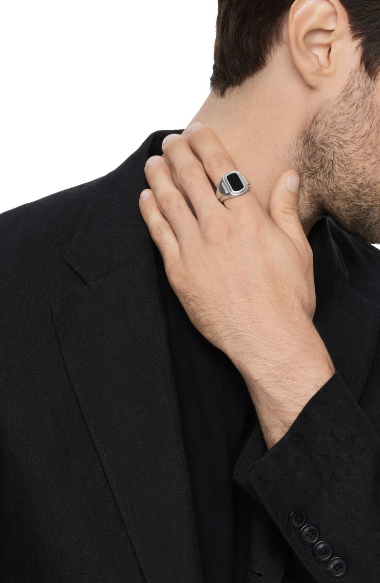 David Yurman Deco Signet Ring with Black Onyx, Alternate, color,