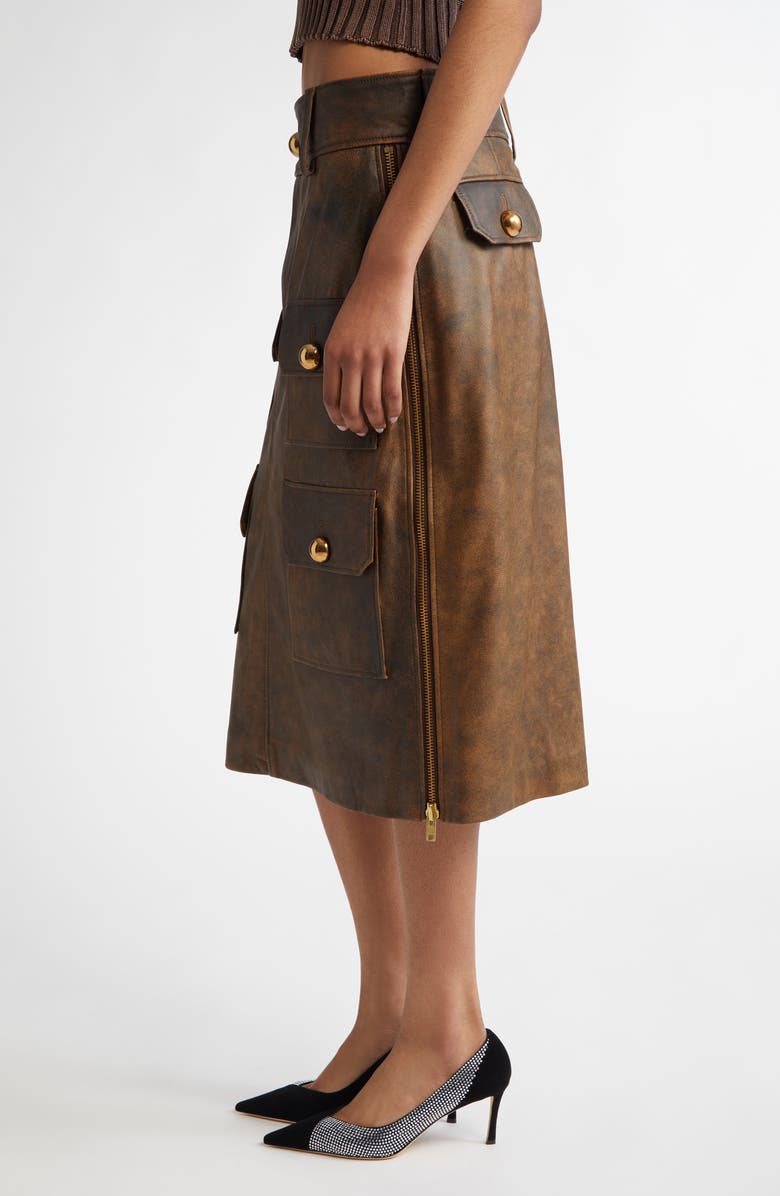 Vaquera Lambskin Leather Midi Skirt, Alternate, color,