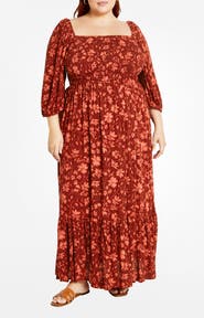 City Chic Mckenzie Floral Long Sleeve Maxi Dress