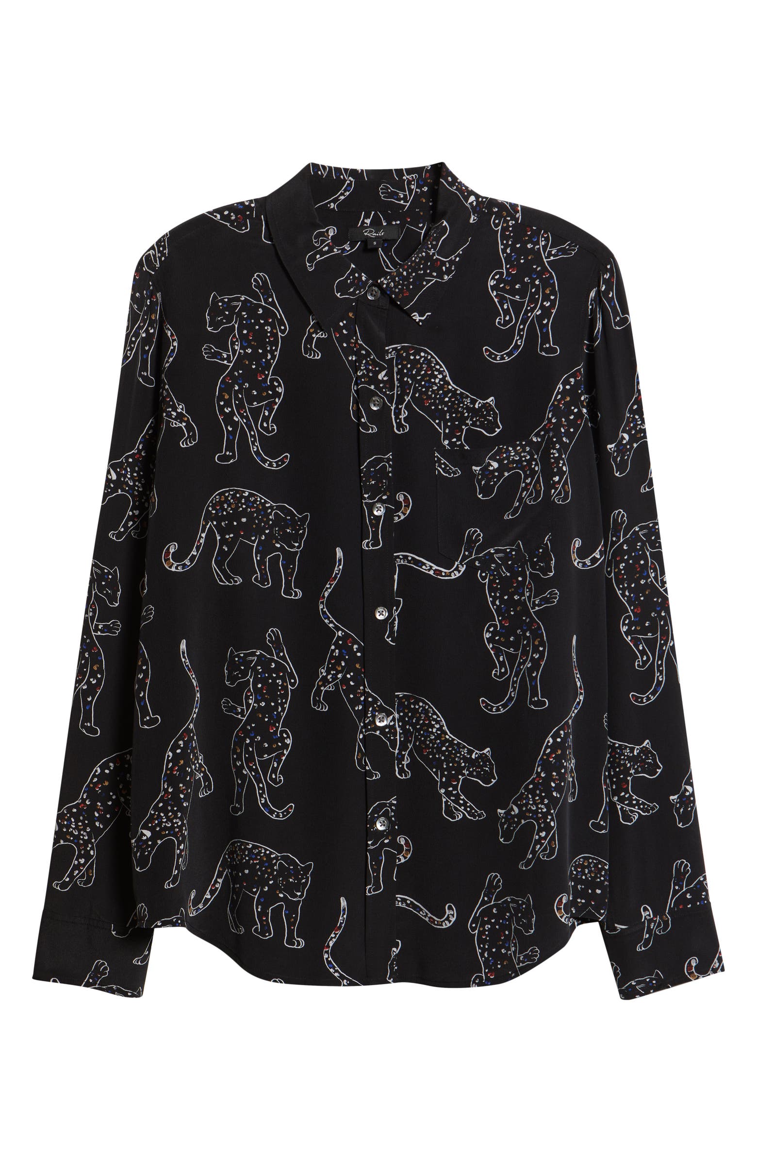 Rails Kate Jaguar Print Silk Button-Up Shirt | Nordstromrack