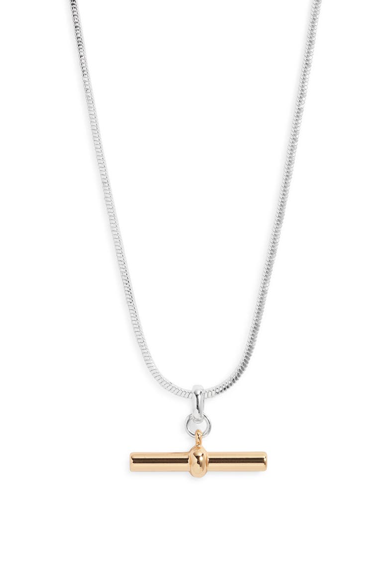 Dainty T-Bar Pendant Necklace, Main, color, SILVER- GOLD