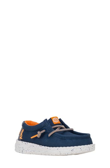 Hey Dude Kids' Wally Sport Grid Sneaker In Blue