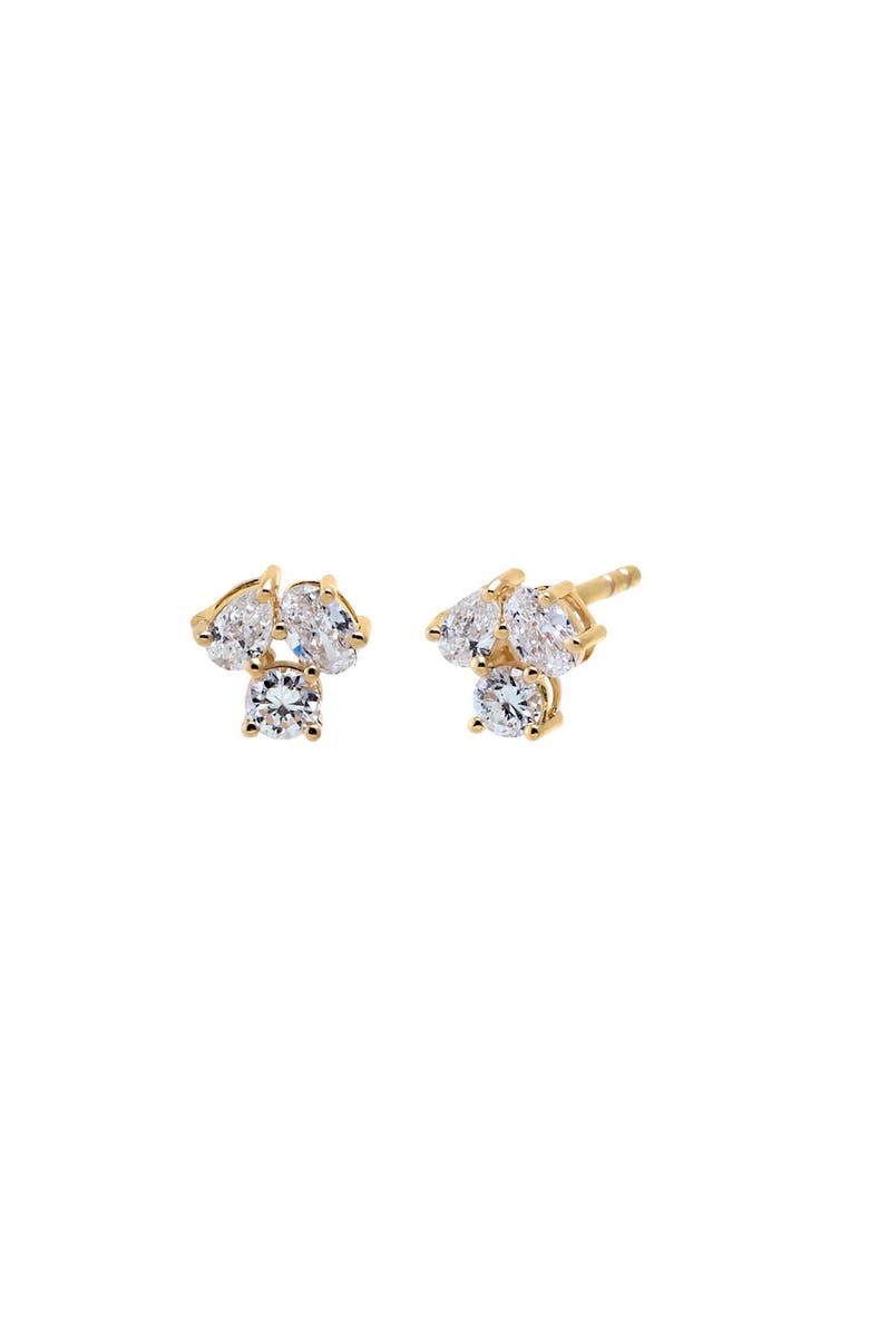 BY ADINA EDEN Lab Grown Diamond Multi Shape Cluster Stud Earring 14K, Main, color, 14K Gold