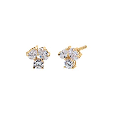 Lab Grown Diamond Multi Shape Cluster Stud Earring 14K