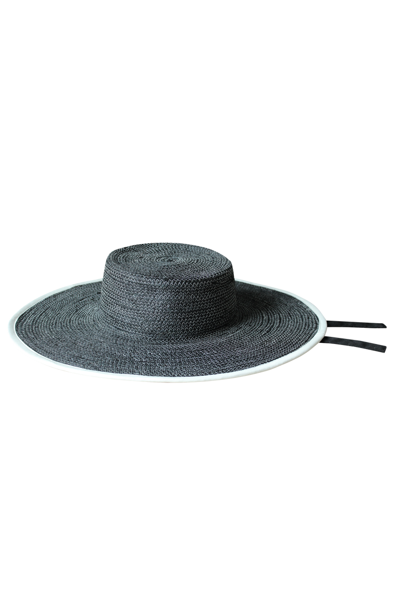 BRUNNA.CO The Lolo Wide-brim Jute Boater Hat, Main, color, Black