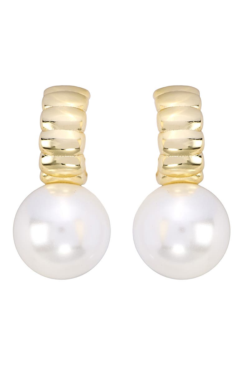 Faux Pearl Drop Earrings, Main, color, GOLD