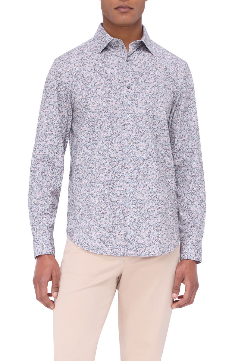 Bugatchi James OoohCotton<sup>®</sup> Abstract Print Button-Up Shirt, Main, color, Zinc