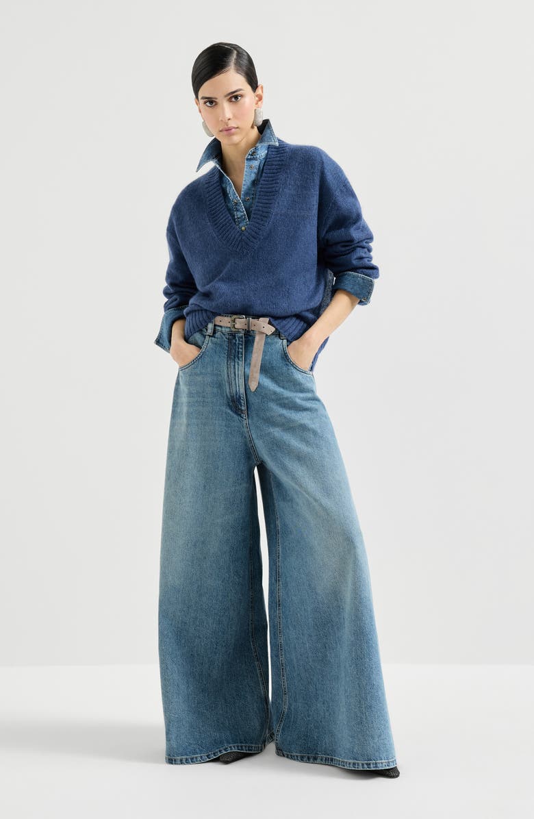 Brunello Cucinelli Virgin wool and mohair sweater, Alternate, color, Blue