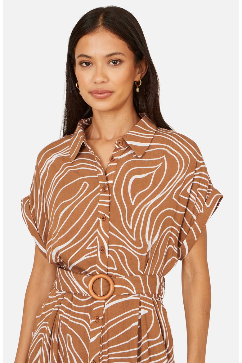 Abstract Swirl Print Relaxed Midi Dress, Alternate, color, Brown