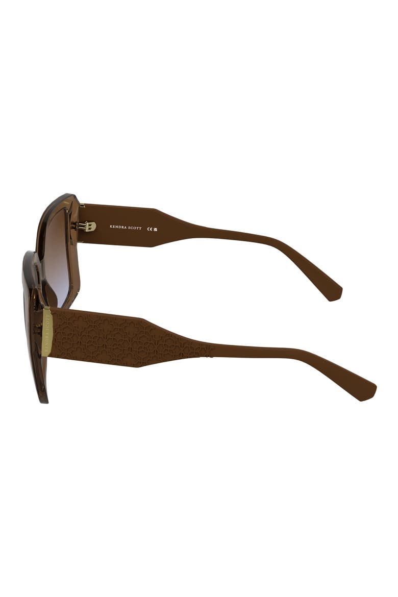 Amber Filigree 56mm Gradient Rectangular Sunglasses, Alternate, color, CARAMEL