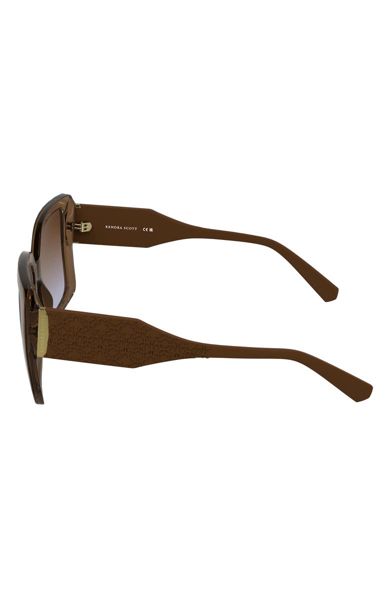 Kendra Scott Amber Filigree 56mm Gradient Rectangular Sunglasses, Alternate, color, Caramel