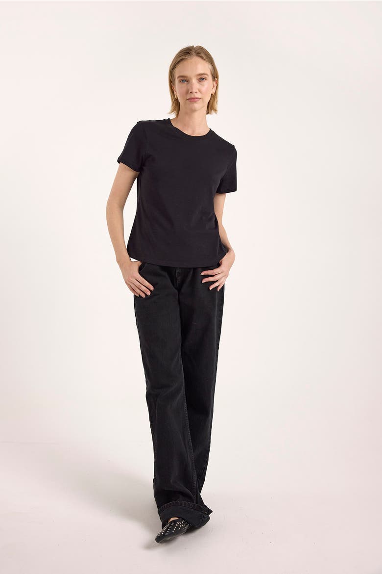 Boxy Cotton Crew Neck T-shirt, Main, color, Black