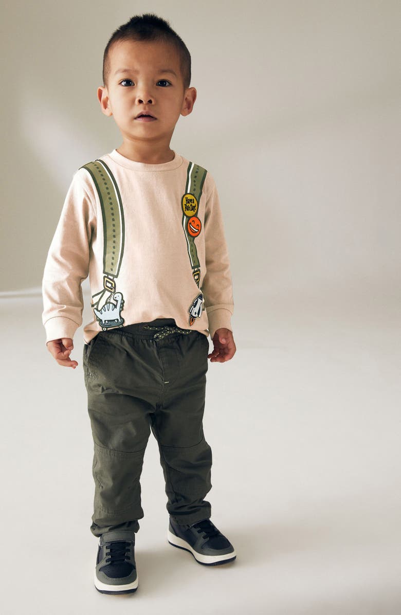 NEXT Kids' Rucksack Long Sleeve Cotton Graphic T-Shirt, Alternate, color, Natural