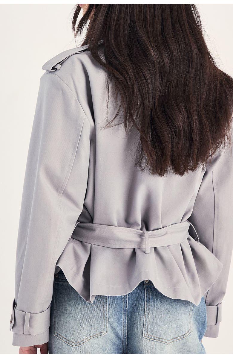 NASTY GAL Double Breasted Short Trench Coat, Alternate, color, Grey