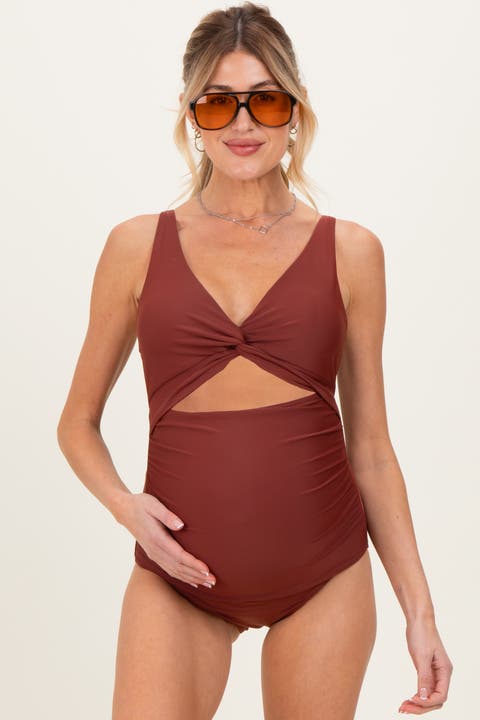Ruched Sides Front Cutout One Piece Swimsuit
