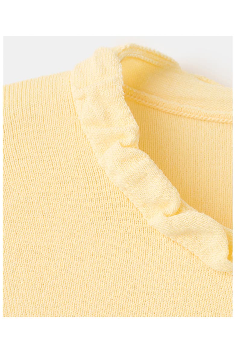 Frill Short Sleeve Cardigan, Alternate, color, VANILLA
