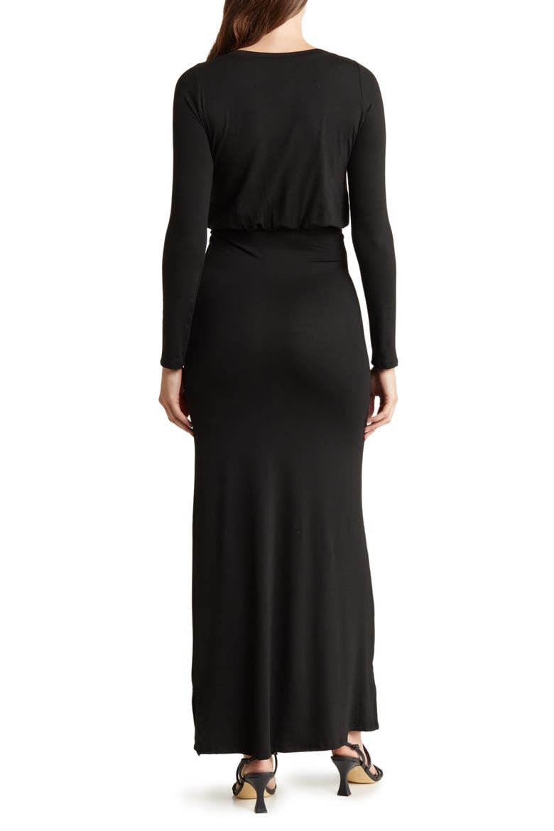 Long Sleeve Blouson Maxi Dress, Alternate, color, BLACK