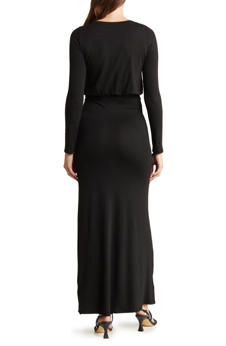 GO COUTURE Long Sleeve Blouson Maxi Dress, Alternate, color, Black