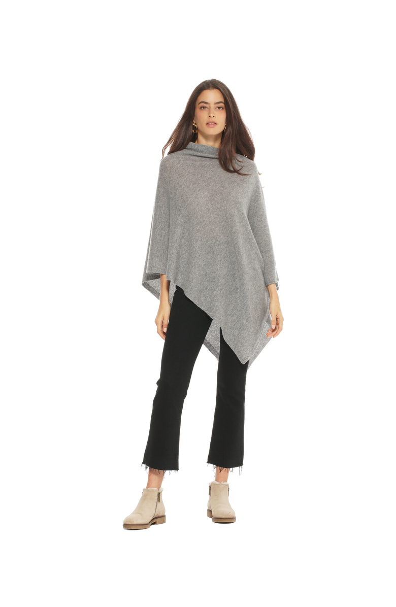 Monticelli Cashmere Essential Pure Cashmere Poncho, Alternate, color, Melange Gray
