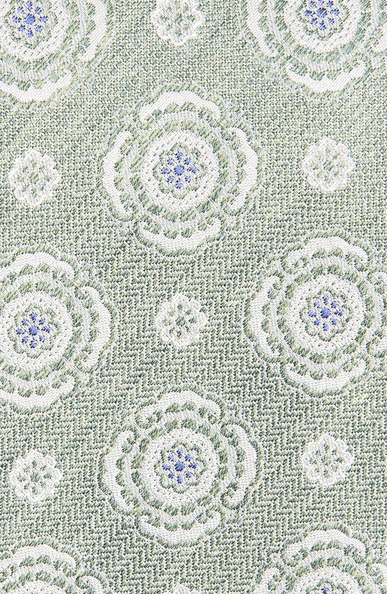 David Donahue Floral Medallion Silk Herringbone Tie, Alternate, color, Green