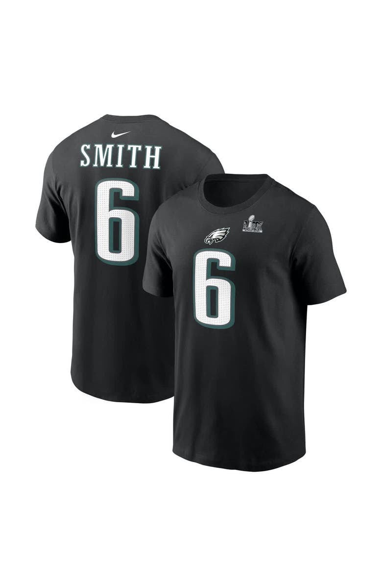 Nike Men's Nike DeVonta Smith Black Philadelphia Eagles Super Bowl LIX Name & Number T-Shirt, Alternate, color, 