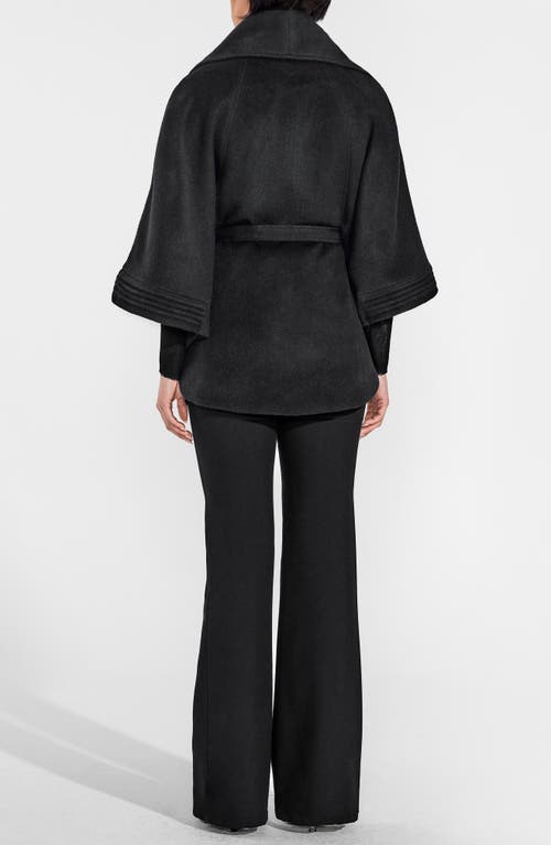 Sentaler Belted Shawl-collar Cape In Black